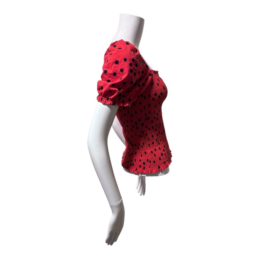 Anthropologie Dolan Polka Dot Smocked Top Size XS Coquette Girlypop Preppy - Picture 3 of 9